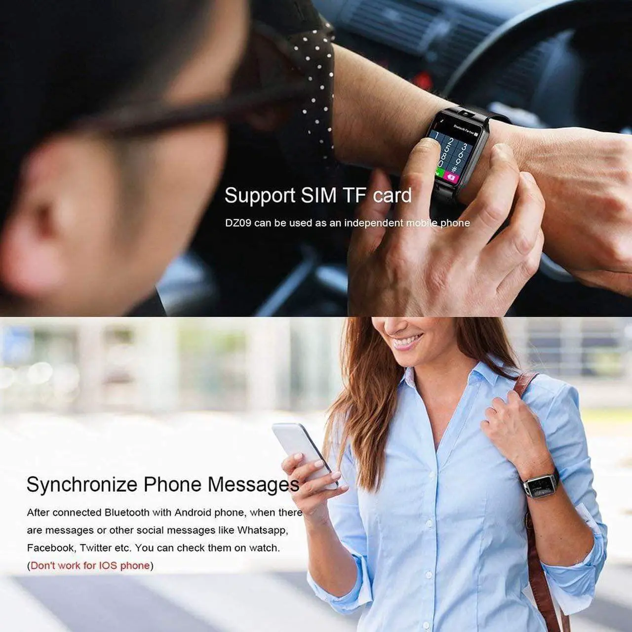 Alt view image 4 of 7 - Bluetooth Smartwatch, Touchscreen Wrist Smart Phone Watch Sports Fitness Tracker with SIM SD Card Slot Camera Pedometer Compatible with iPhone iOS Android for Kids Men Women