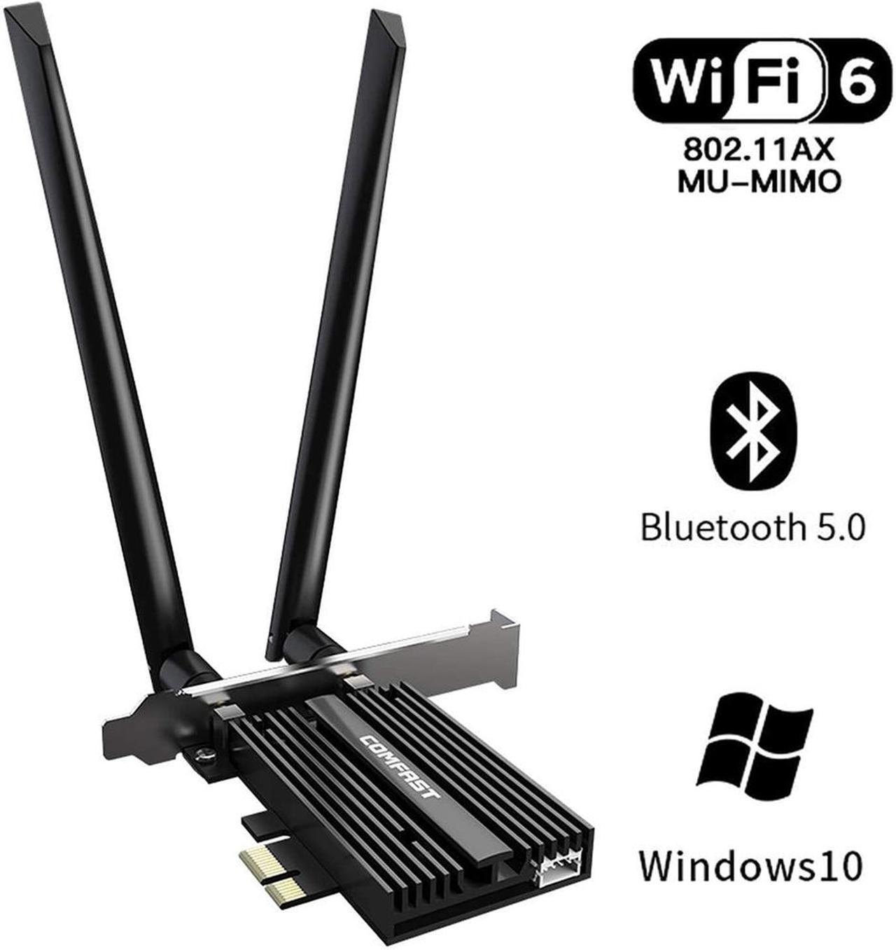 WiFi 6 PCIE Card 2974Mbps AX200 Wireless Adapter WiFi Card with Bluetooth 5.0, 802.11ax, MU-MIMO, Dual-Band(5GHZ 2400Mbps+2.4GHZ 574Mbps) for PC, Support Windows 10 64bit, Chrome OS and Linux