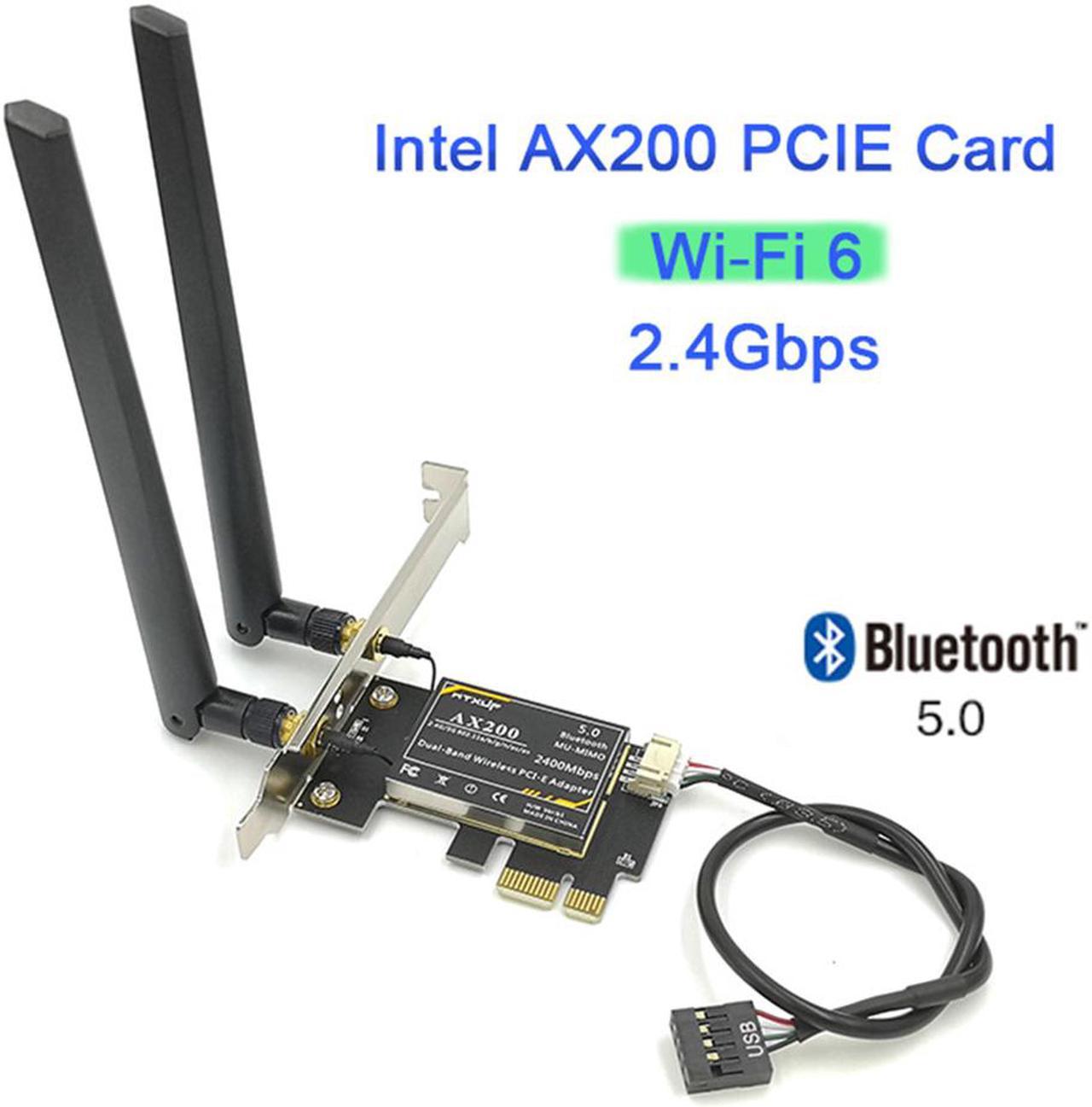 WiFi 6 Card & Bluetooth 5.0 Wireless Adapter for Windows 10 64-bit - PCIE AC 3000Mbps Bluetooth Wireless Network Card - AX200 2.4Ghz/5.8Ghz Heat Sink PCI Express Wi-Fi Adapters