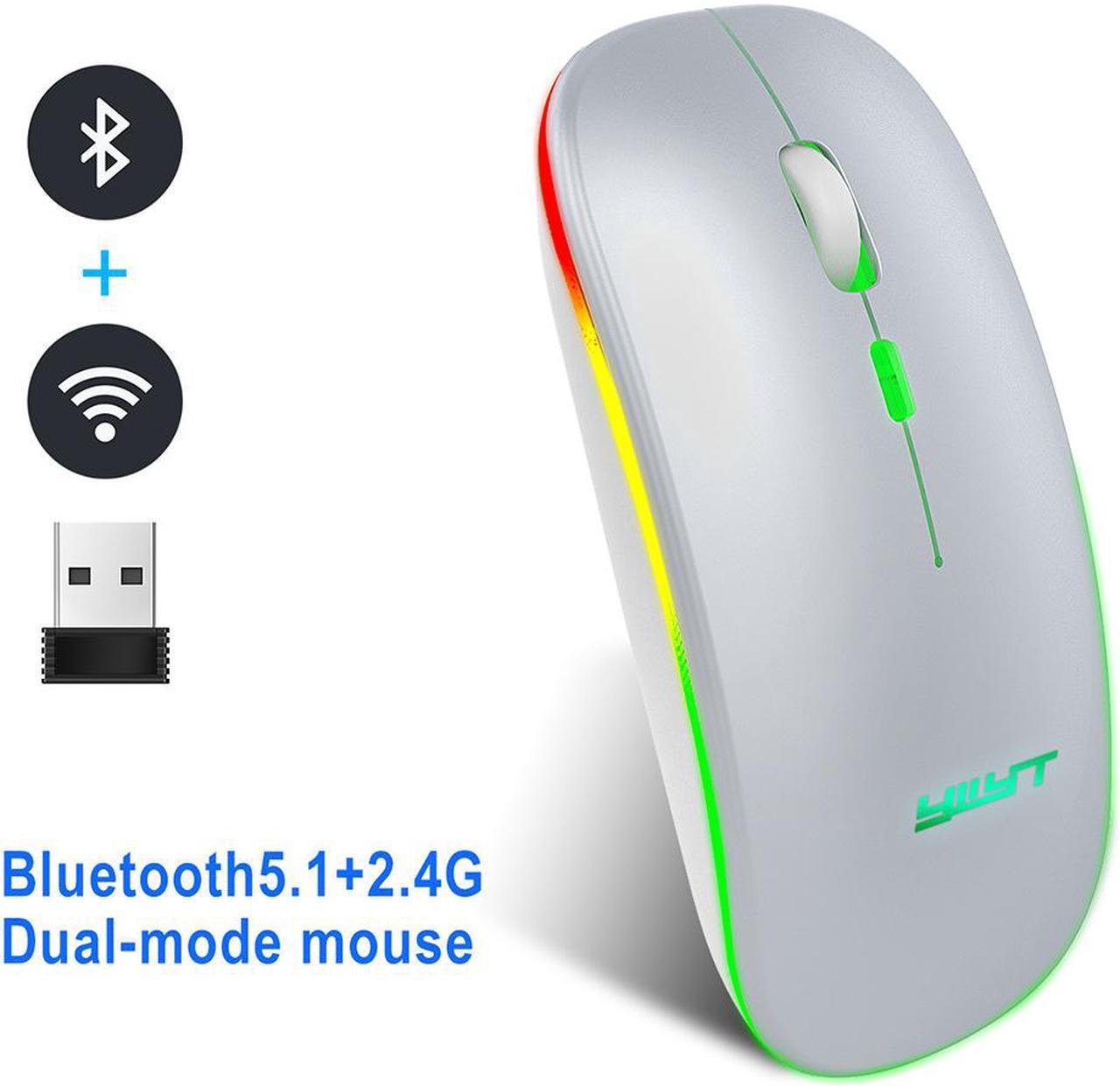 Rechargeable Silent Wireless Mouse Ergonomic Gaming Mouse Bluetooth + 2.4g Dual Mode Wireless Mouse Computer Mouse Gamer Mice With Backlight For PC Laptop