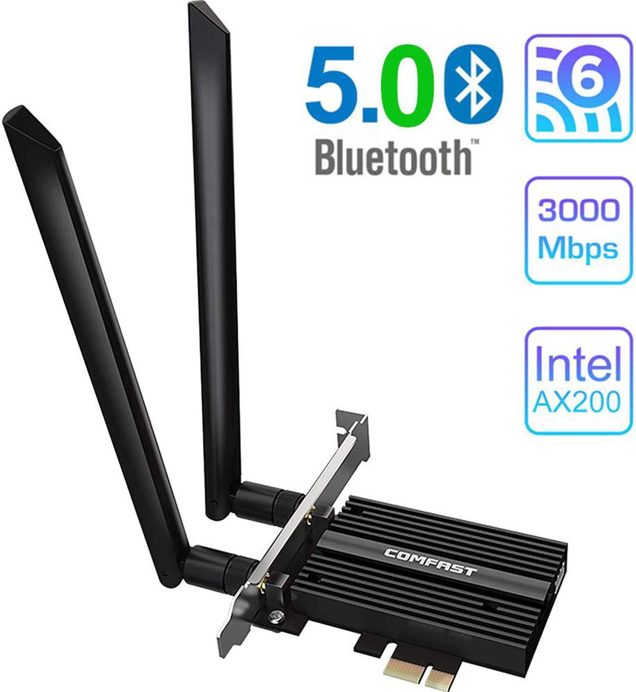 WiFi 6 WiFi Adapter AX200 Network Card with 5.0 Bluetooth, PCI-E Port Wireless Network Card 802.11AX200 x 2976Mbps Dual Antennas WiFi 6 Adapter, OFDMA Tech for Windows 10/Chrome OS/Linux