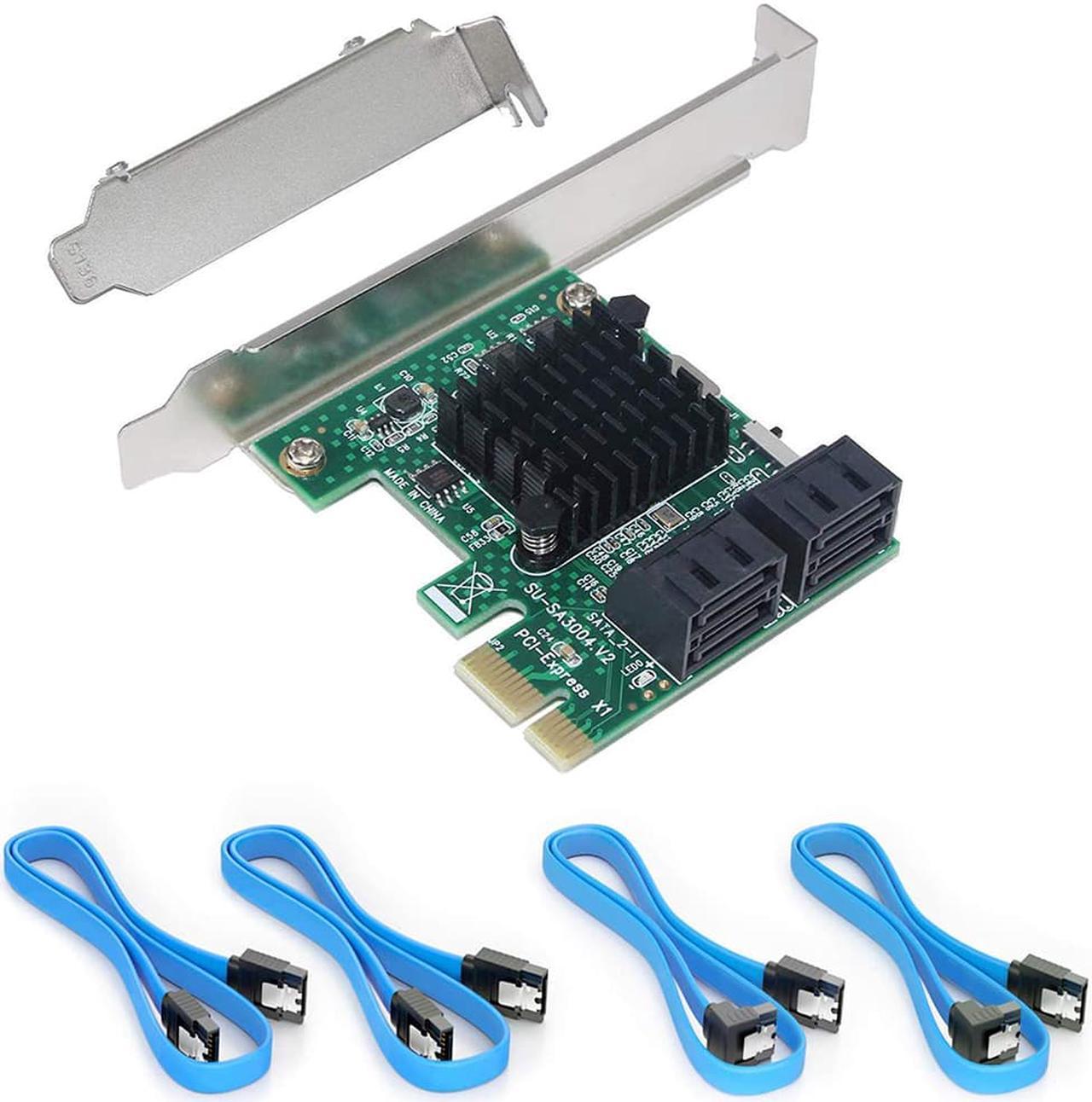 SATA 3.0 Card with 4 SATA Cables,PCIe SATA Controller Expression Card with Low Profile Bracket,ASM1061+ASM1093 Chip, Boot as System Disk, Support 4 SATA 3.0 Devices