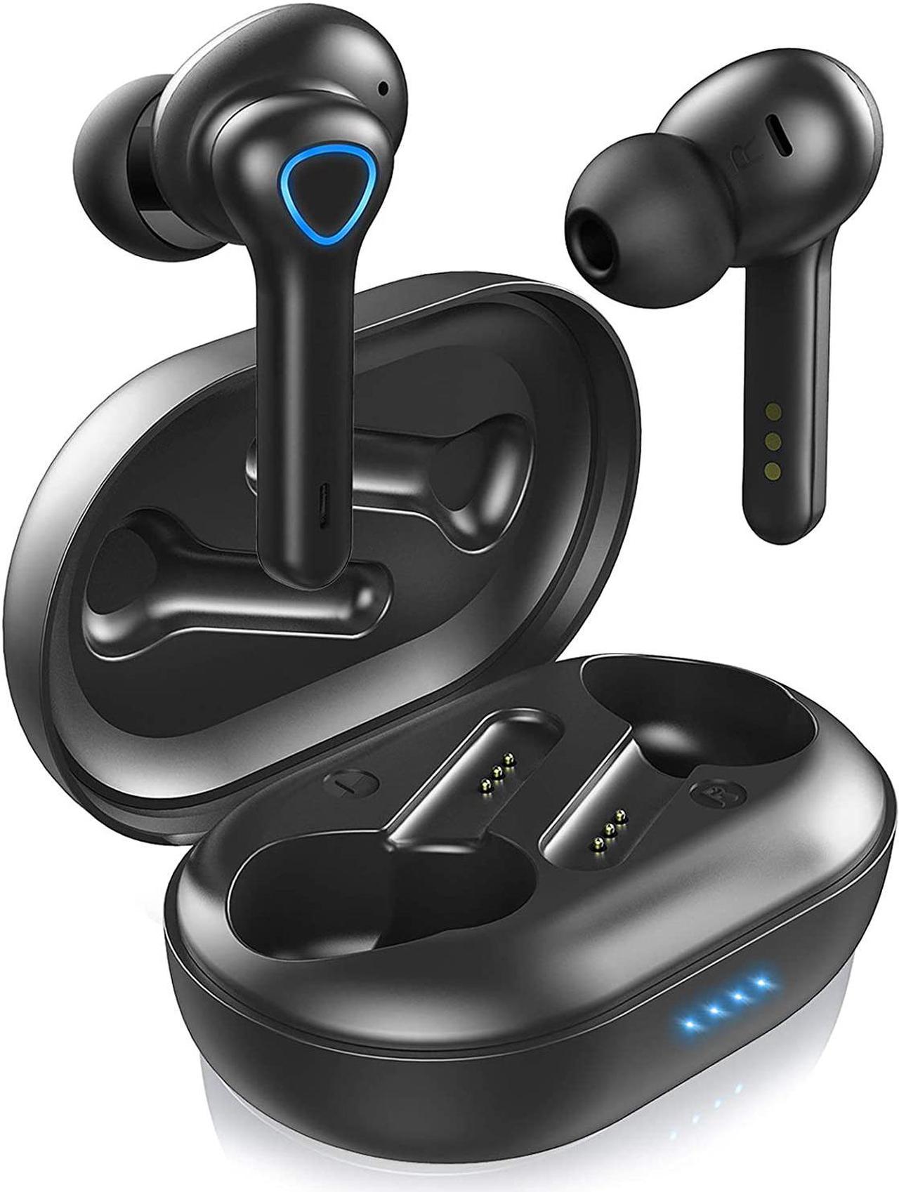 Ture Wireless Earbuds, Bluetooth 5.0 Wireless Headphones with Mic, Noise Cancelling Bluetooth Earphones in-Ear[Enhanced Bass], USB C, IP7 Waterproof, Touch Control, 35H Playtime Earphone (Black)