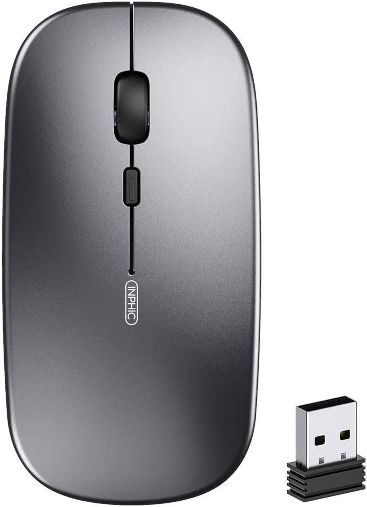 Wireless Mouse Rechargeable, Ultra Thin 1600 DPI Mini 2.4G Silent Optical Cordless Mouse Mice for Laptop, PC, Computer, Mac