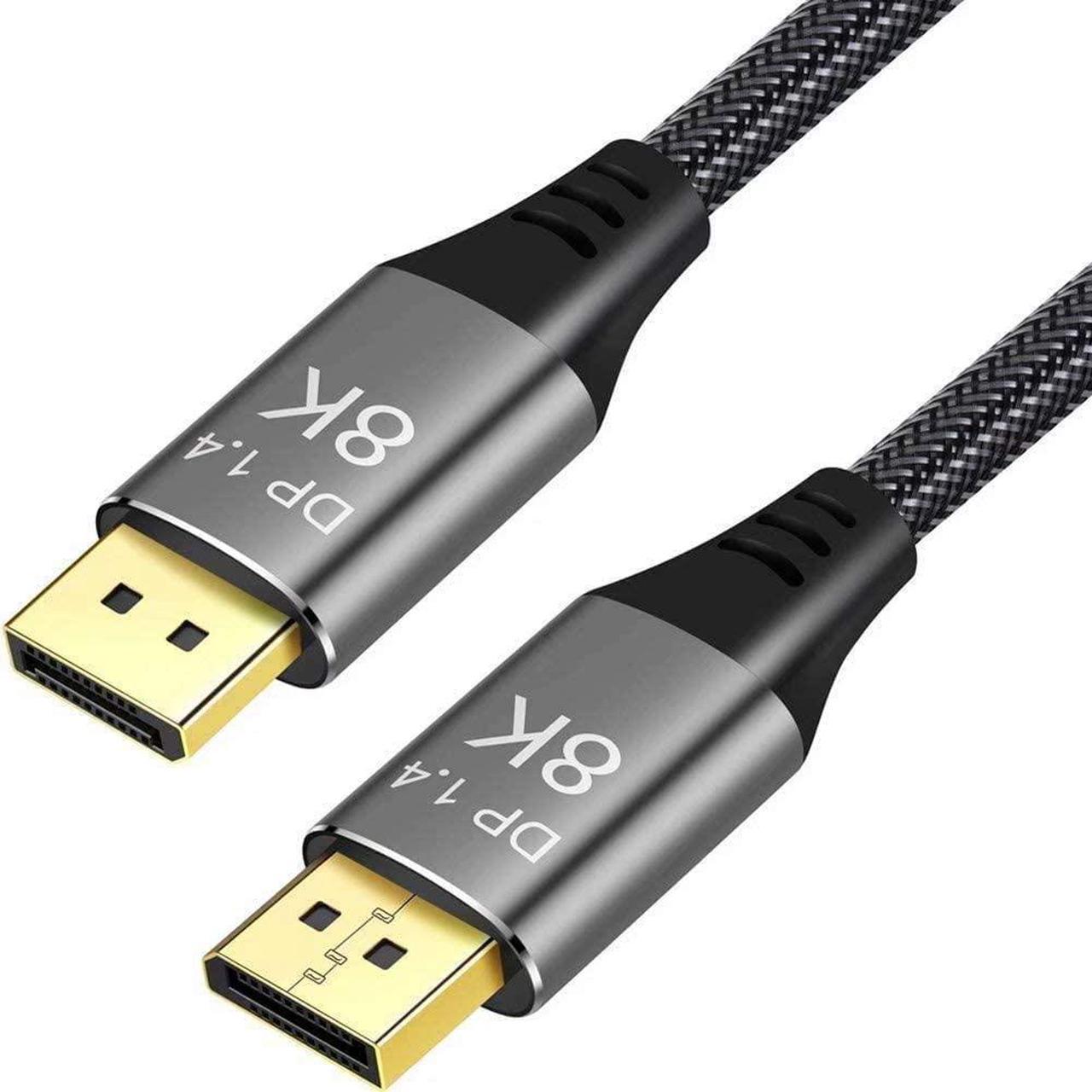 8K DisplayPort Cable 6.6ft Ultra HD DisplayPort 1.4 Male to Male Nylon Braided Cable, 7680x4320 Resolution, 8K@60Hz, 4K@144Hz, 32.4Gbps, HDP, HDCP for PC, Laptop, HDTV, DP to DP Cable (2M)