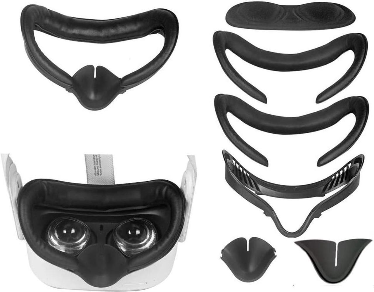 VR Facial Interface Bracket & PU Leather Foam Face Pad & Protective Lens Cover & Anti-Leakage Nose Pad 6pcs Set for Oculus Quest 2 VR Headset Accessories