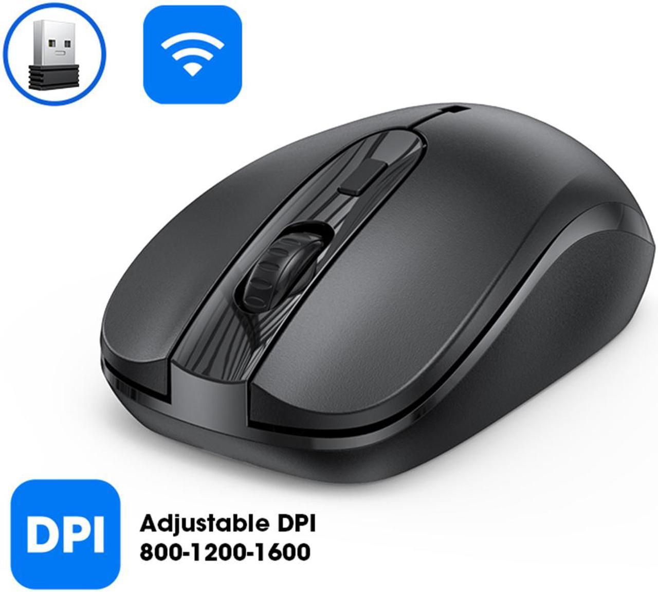 Wireless Mouse, 2.4G Rechargeable Silent Ergonomic Mouse for Laptop with USB Receiver, Portable Cordless Mice with 3 Adjustable DPI Levels up to 1600dpi for Windows, PC, Chromebook, MacBook, Linux