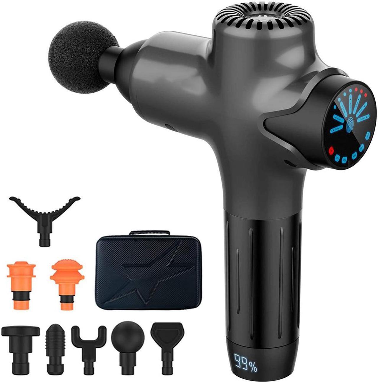 Massage Gun Deep Tissue Percussion Muscle Massage for Pain Relief, Super Quiet Portable Neck Back Body Relaxation Electric Drill Sport Massager Brushless Motor with 8 Attachment 7 Speeds