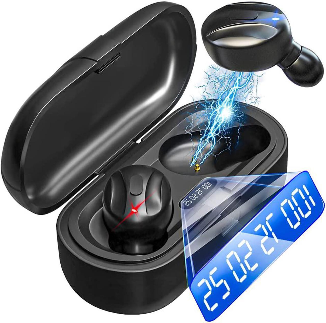 Bluetooth 5.0 Ture Wireless Earbuds, Hi-Fi Stereo in-Ear Earphones with 350Mah Charging Case, Touch Control, IPX5 Waterproof Headset with LED Display Built-in Mic for Sports, Workout, Gym (Black)