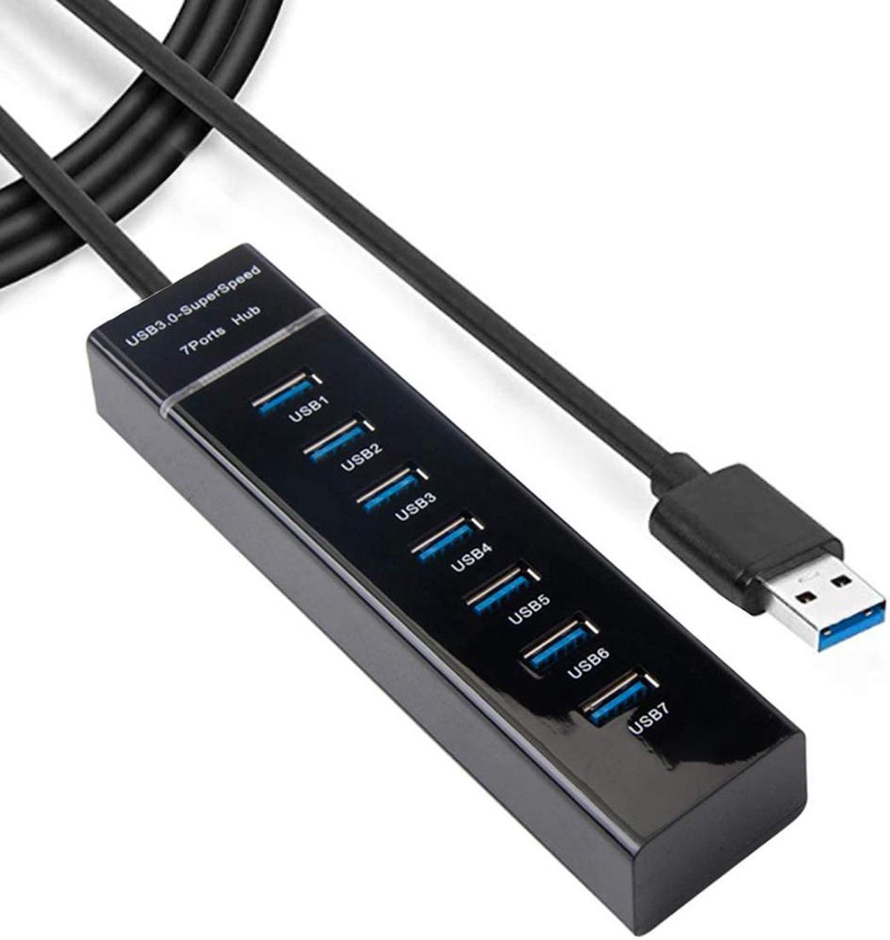 7-Port USB 3.0 Hub - Data Hub USB Splitter with Long Cable 38-inch USB3.0 Hub for Laptop, PC, MacBook, Mac Pro, Mac Mini, iMac, Surface Pro and More USB Devices