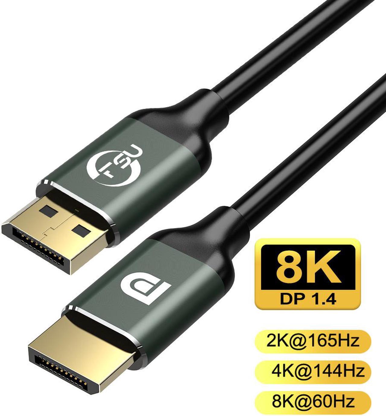 DisplayPort Cable 10FT, DP Cable, DisplayPort 1.4 Support 8K @60Hz(7680x4320) Resolution 4K@144Hz, 3D, DisplayPort to DisplayPort Cable, 32.4Gbps, HDR, HBR3 for Laptop, PC, Gaming Monitor, TV (3M)