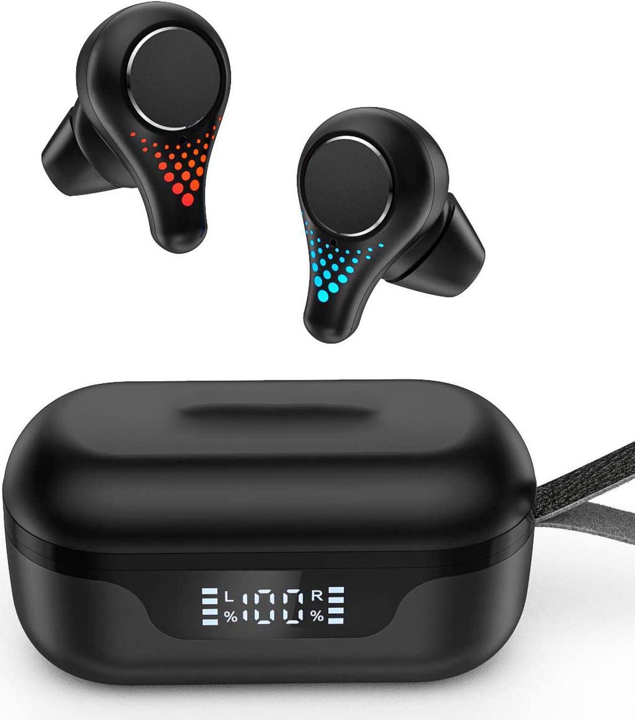 True Wireless Earbuds, Bluetooth Earphones Touch Control, TWS Sport Headphones with Mic CVC 8.0 Noise Reduction, Stereo in-Ear Headset with Bass, 30H Playtime/USB-C/IPX7 Waterproof, Black