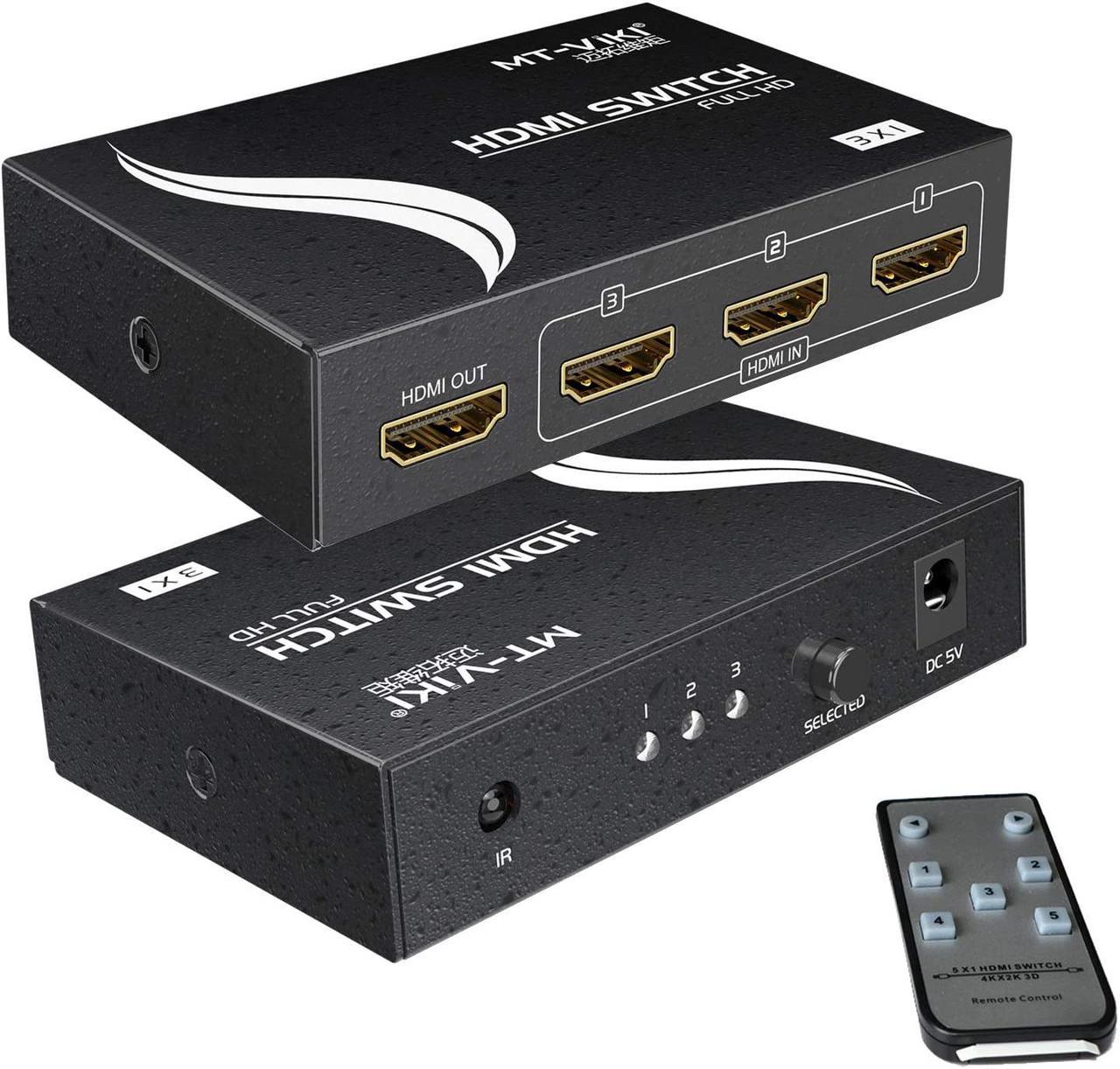 4K HDMI Switch 3 in 1 Out w/IR Remote Control, 3 Port Switcher Selector Box for Xbox Nintendo PS3 PS4 TV Fire Stick Roku