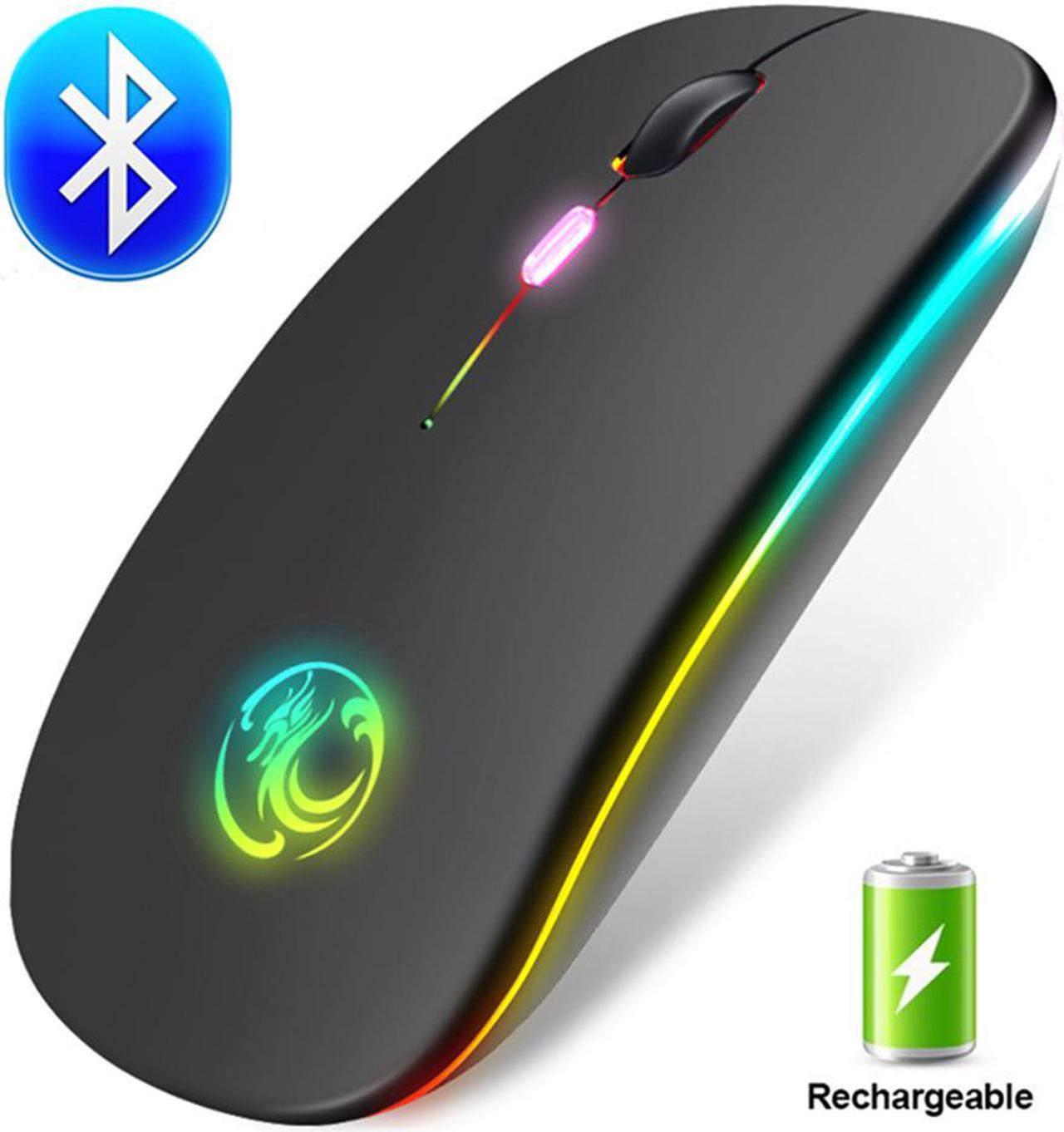 Bluetooth and 2.4G Wireless Mouse, RGB Bluetooth Computer Mouse Gaming Silent Rechargeable Ergonomic Mause With LED Backlit [800/ 1200 /1600DPI] USB Mice For PC Laptop