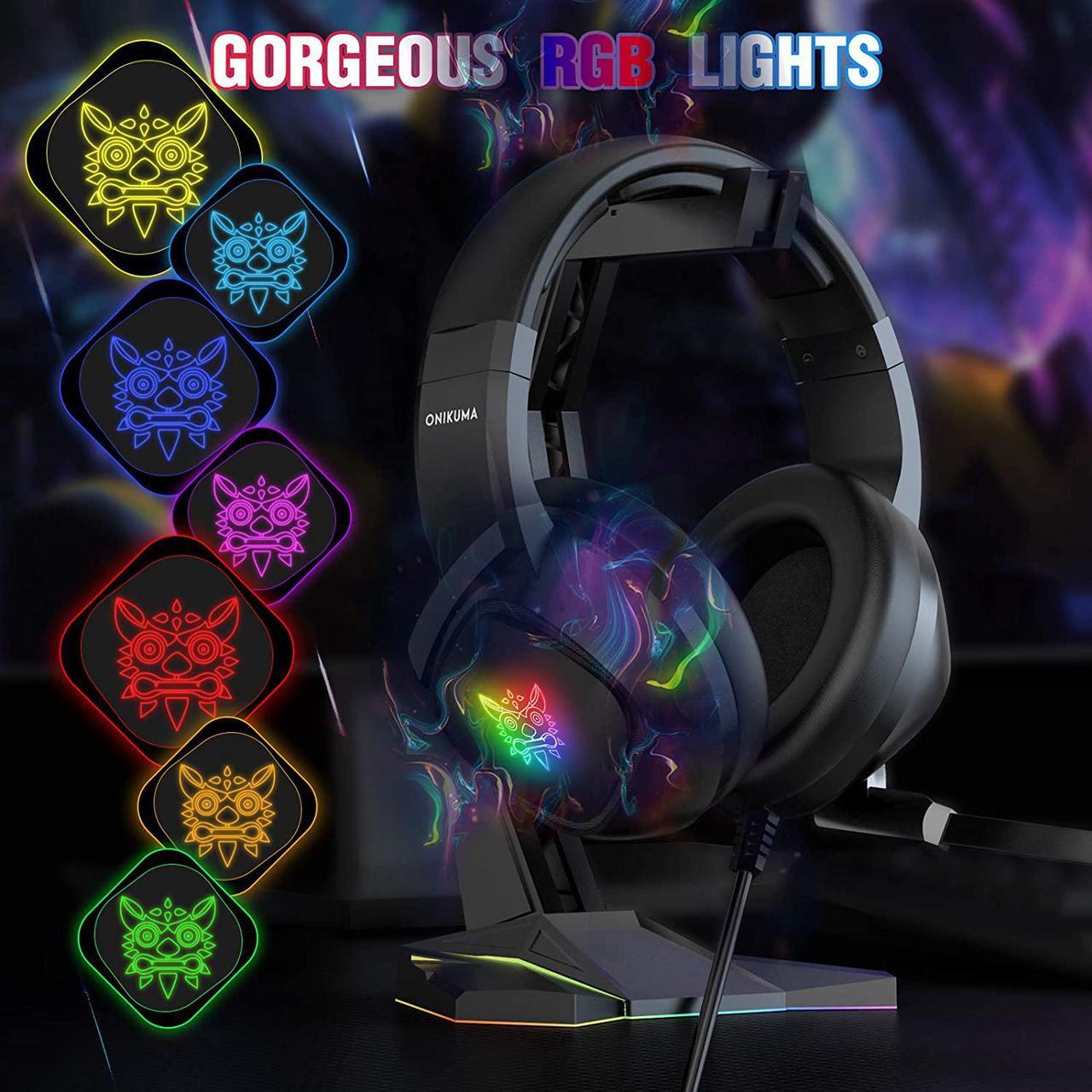 Alt view image 4 of 7 - Wired Gaming Headset -Xbox One Headset PS5 Headset with 7.1 Surround Sound Pro Noise Canceling Gaming Headphones with Mic & RGB LED Light Compatible with PS4, Xbox One, PC(Adapters Not Included)