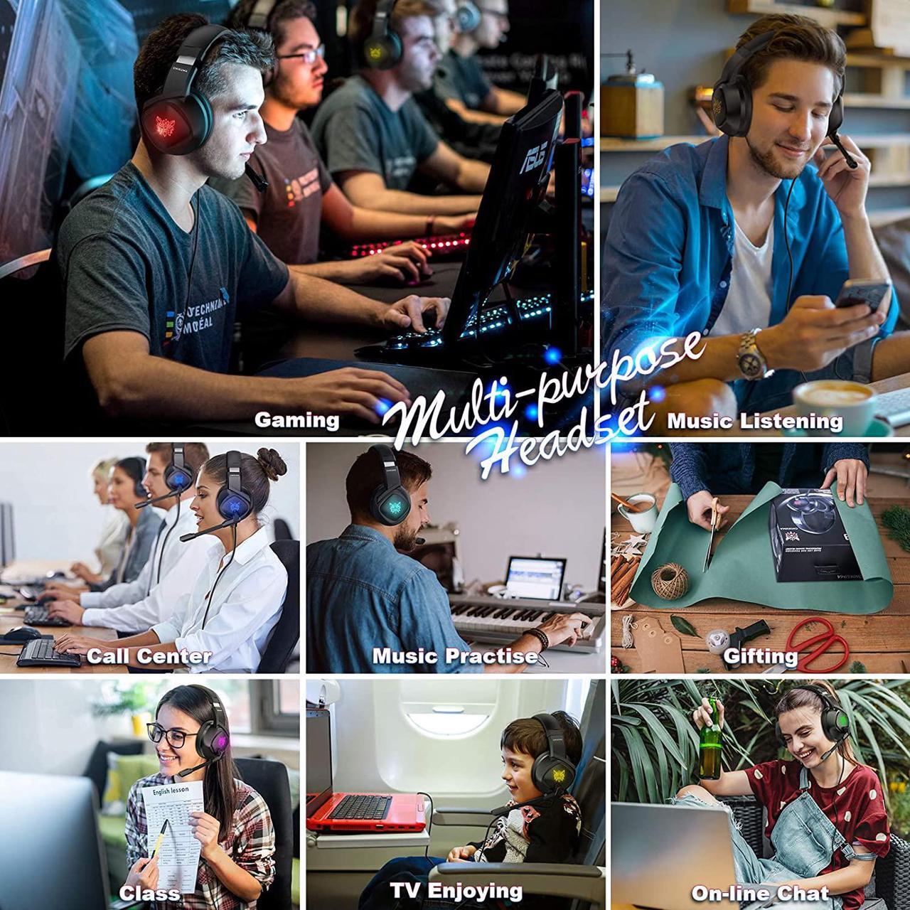 Alt view image 3 of 7 - Wired Gaming Headset -Xbox One Headset PS5 Headset with 7.1 Surround Sound Pro Noise Canceling Gaming Headphones with Mic & RGB LED Light Compatible with PS4, Xbox One, PC(Adapters Not Included)