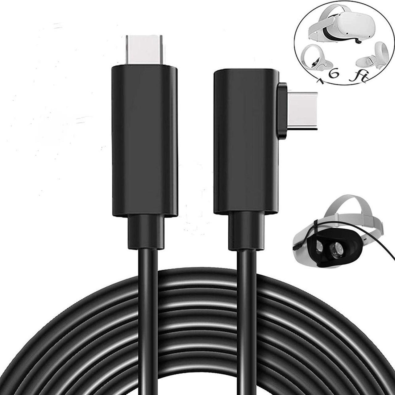 VR Link Cable, Compatible for Oculus Quest 2 Link Cable,16FT VR Headset Cable for Oculus Quest, 90 Degree USB 3.1 Type C to C High Speed Data Transfer Charging Cord for Gaming PC & USB C Chargers