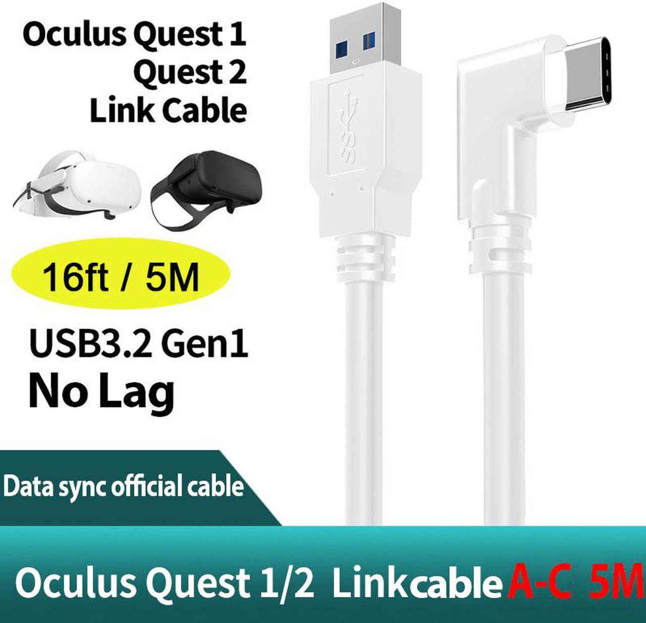 USB A to USB C Cable, Oculus Quest Link Cable 16FT(5M), 5Gbps USB 3.2 Gen 1 3A High Speed Data Transfer & Fast Charging Cable Compatible for Oculus Quest VR Headset and Gaming PC