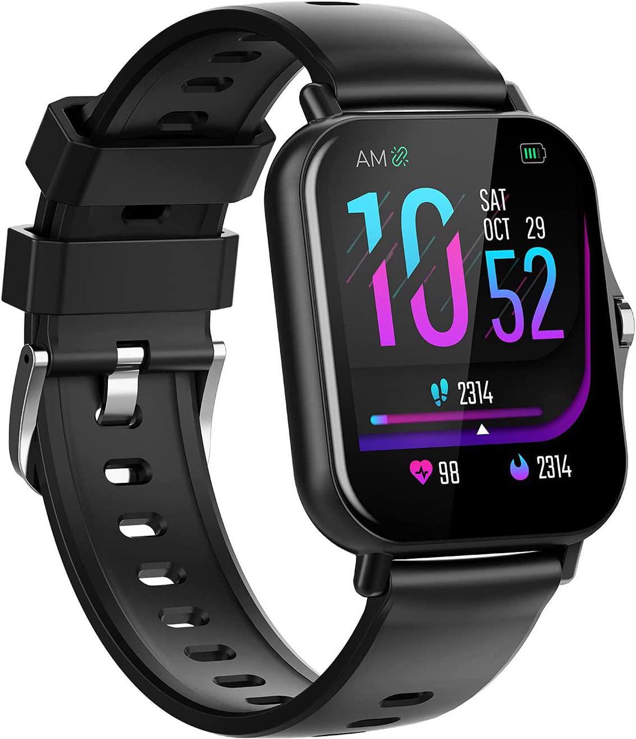 Smart Watches, Fitness Tracker Heart Rate Monitor Watches for Men Women,1.69-inch Color Display Fitness Watch IP67 Waterproof Digital Watch (Black)