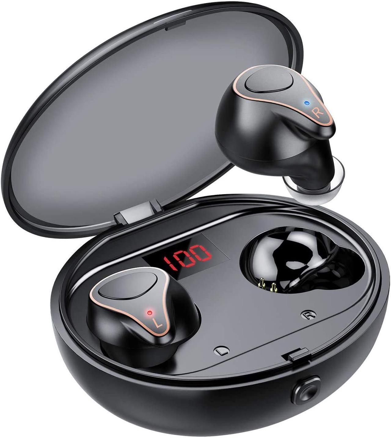 Ture Wireless Earbuds, [2021 Upgraded] TWS Bluetooth Earbuds Hi-Fi Stereo Bass Headphones in-Ear Earphones LED Display Charging Case with Mic CVC 8.0 in-Ear Protection for Working/Travel/Gym Headset