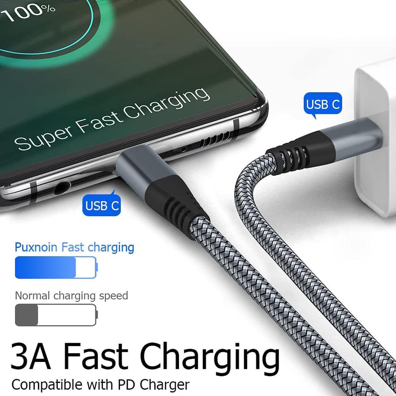 Alt view image 2 of 7 - USB C to USB C Cable 6ft 60w, 3Pack USB C Cable, PD Type C Charging Cable Fast Charging Compatible with MacBook Pro 2020, iPad Pro, iPad Air 4, Galaxy S20, Switch, Pixel, LG and Other USB C Charger