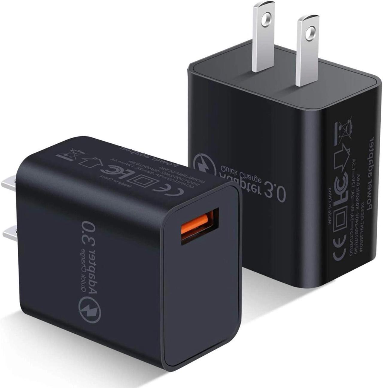 Quick Charge 3.0 Wall Charger, 2-Pack 18W QC 3.0 USB Charger Adapter Fast Charging Block Compatible Wireless Charger Compatible with Samsung Galaxy S10 S9 S8 Plus S7 S6 Edge Note 9, LG, Kindle, Tablet