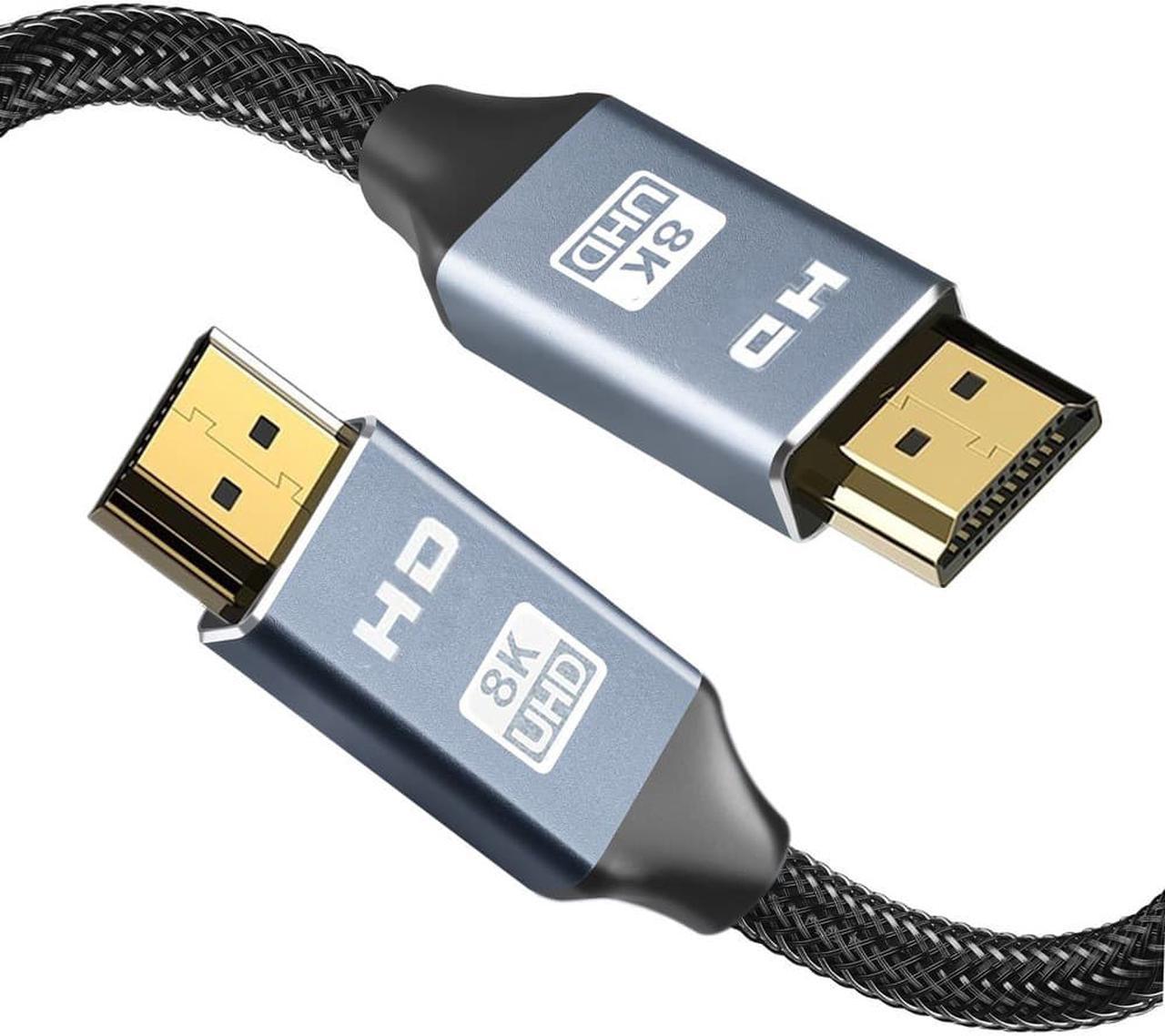 8K HDMI 2.1 Cable 48Gbps 10FT/3M, Ultra High Speed HDMI Braided Cord-8K @60Hz 4K @120Hz,Support Dynamic HDR, eArc, Dolby Atmos, Compatible with Roku TV/Laptop/PS5/Apple TV/Xbox & More (Gray)