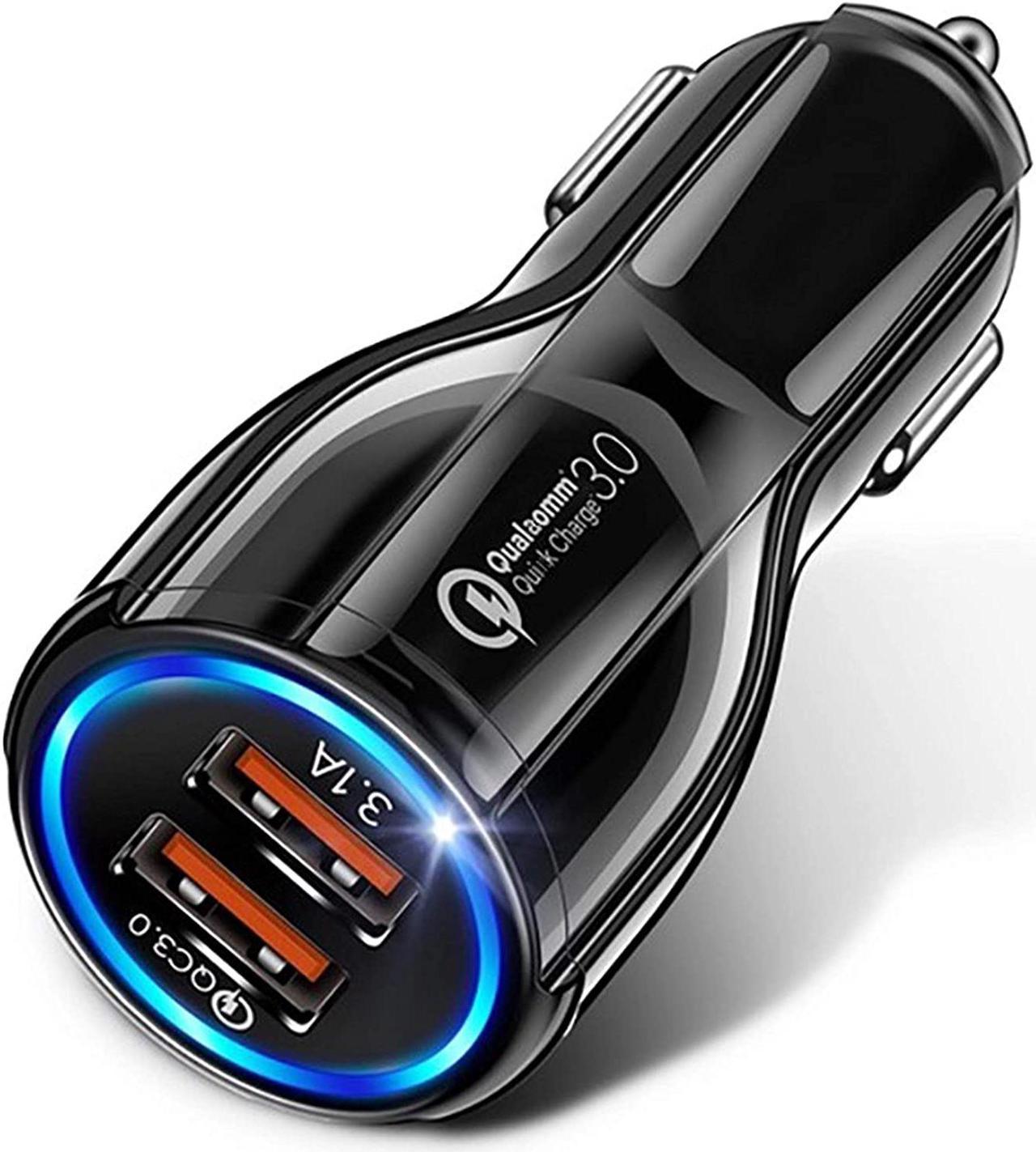 Fast Charge USB Car Charger, Dual Port USB 3.0 Mini Car Phone Charger, 30W/ 5A Fast Charging Cigarette Lighter Adapter,Compatiible with iPhone, Samsung and Android phones