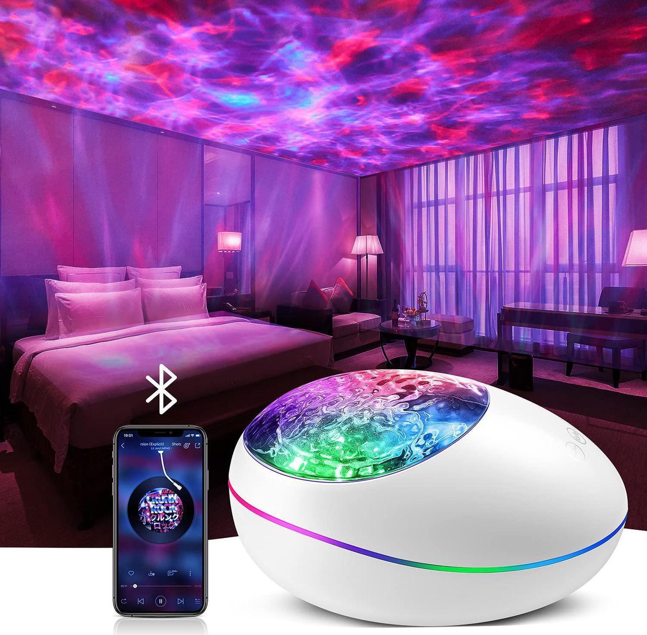 Star Projector, Galaxy Projector Ocean Wave Projector with Music Player Timer Bluetooth, Kids Night Light Projector with Color Changing Lights Remote, Skylight Star Projector for Adults Kids