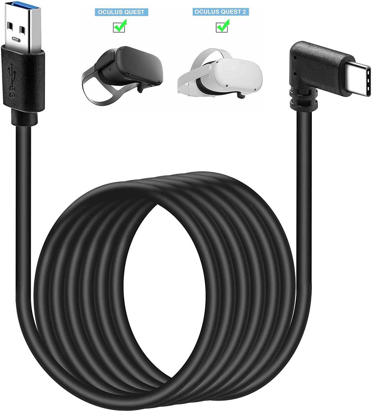 10ft / 3M VR Link Cable for Oculus Quest 2, 90 Degree USB 3.0 Type A to C Link Cord with High Speed Data Transfer and Charging Cord USB3.2 Gen1 Cable Compatible for VR Headset and Gaming PC