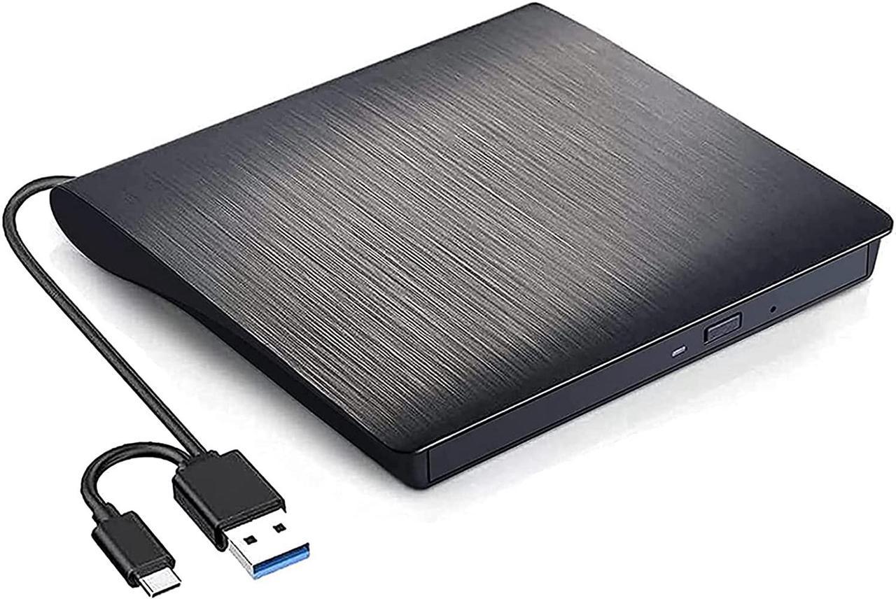 External CD/DVD Drive, USB3.0 & USB C DVD+/-RW Portable CD DVD Burner Optical Drive is Suitable for laptop/desktop/MacOS/Windows10/8/7/XP high-Speed Data Transmission