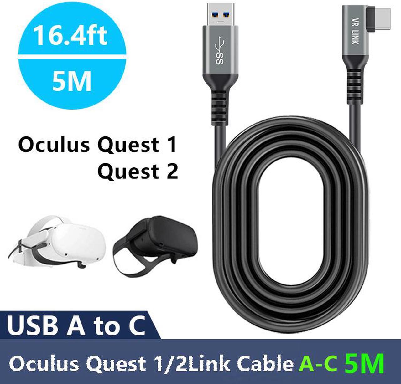 for Oculus/Meta Quest 1/2 Link Cable with 16ft/5M, USB 3.2 Gen1 USB 3.0 Type A to Type C High Speed Data Transfer Fast Charging for Virtual Reality Headset and Gaming PC (USB A to C)