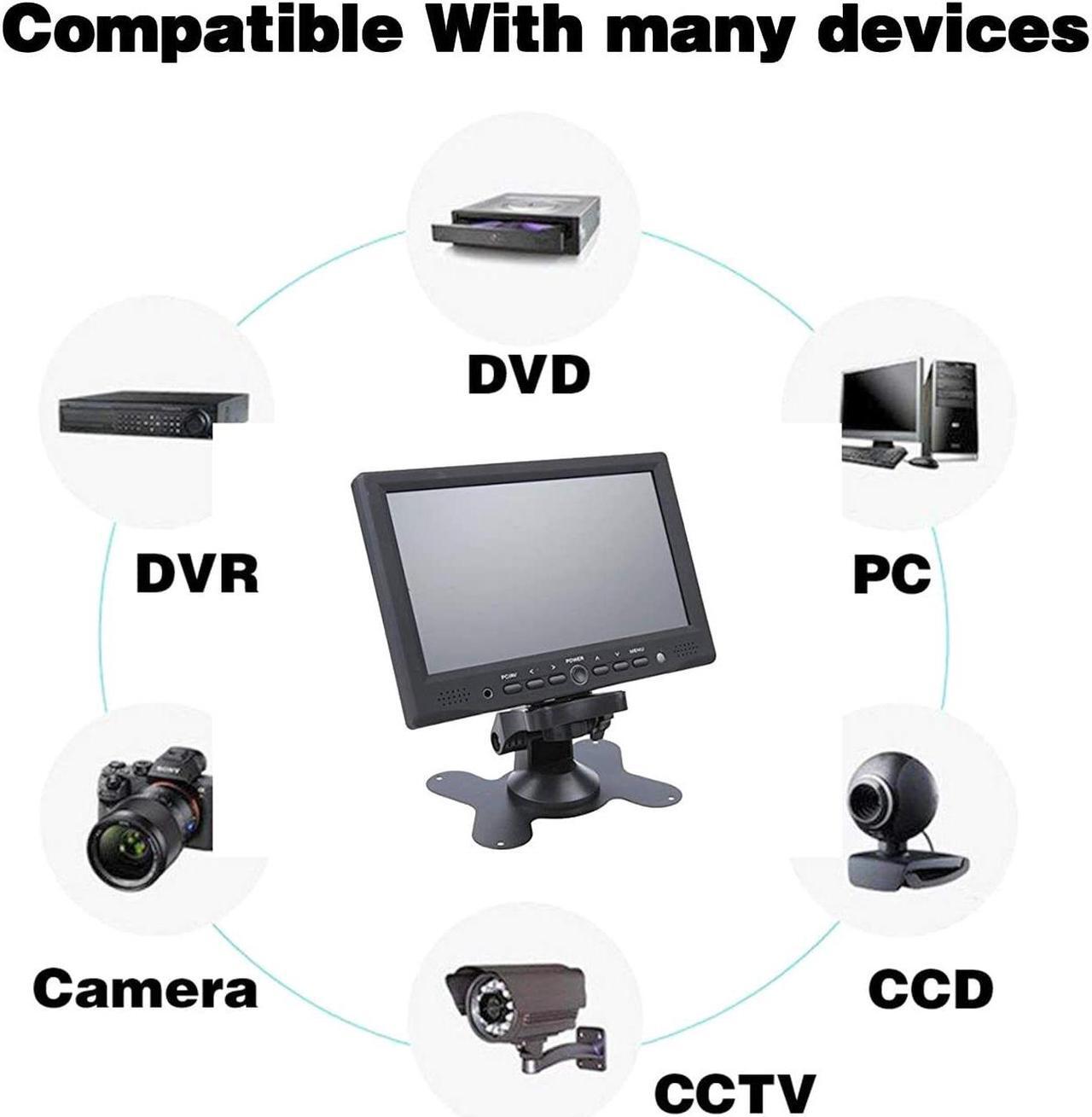 Alt view image 4 of 7 - 7 inch Mini Monitor Small HDMI Monitor Portable HD 1080P VGA Monitor LCD Screen for PC/Mac Mini/TV/Raspberry PI/Camera/Gaming;IPS 1024X600 Pixels 178 Full Viewing w/Speaker Earphone Jack