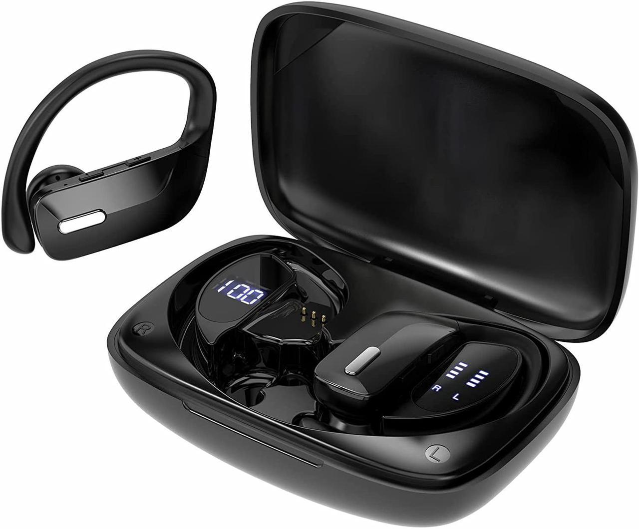 Ture Wireless Earbuds Bluetooth 5.0 Headphones 48Hrs Play Back Sports Earphones with LED Display Over-Ear Buds with Earhooks Built in Mic Deep Bass in Ear Headset for Workout Running