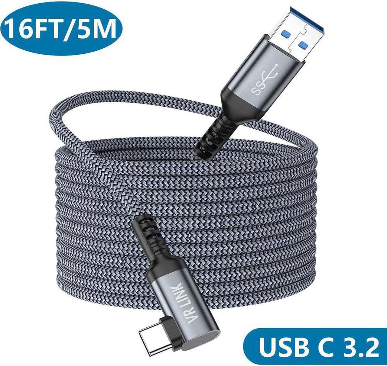 Compatible for Oculus Quest 2 Link Cable 16FT/5M, Nylon Braided USB 3.0 Type A to USB C Type-C 5Gbps VR Headset Charging Cable for Oculus Quest 2/1, High Speed Data Transfer for Gaming PC (16Feet)