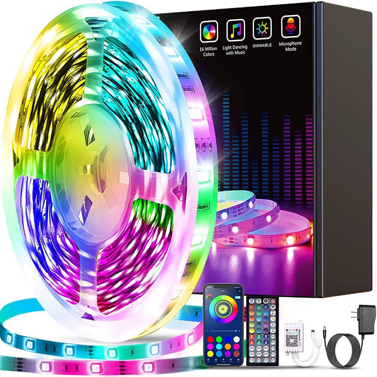 66ft / 20M Led Lights for Bedroom, Smart Music Sync LED Strip Lights APP Control with Remote RGB Color Changing Led Lights for Room Kitchen Party Home Decoration