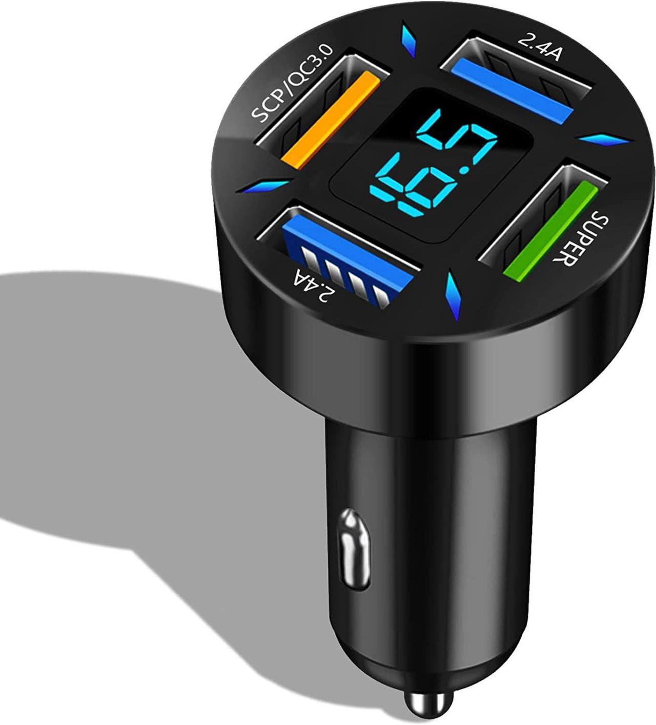 USB Car Charger, 22.5W 4 Ports USB Fast Car Charger, USB Car Charger Fast Charge Car Charger Adapter QC3.0 & 2.4A Compatible with IOS Android Smartphones or Other USB Device