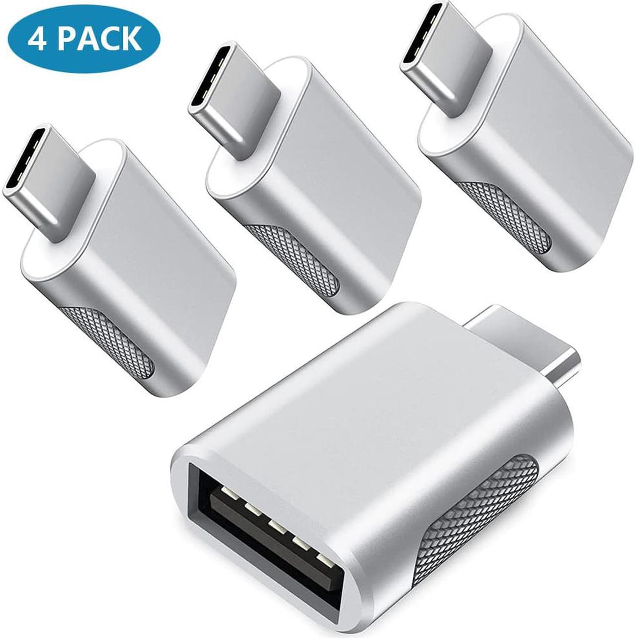 Upgrade 10Gbps USB C to USB 3.0 OTG Adapter (4 Pack), USB Type C Male to USB A Female, Thunderbolt 4/3 to USB Converter for M-ac-Book Pro/Air, i-Pad, i-Mac and More Type C Devices - Silver