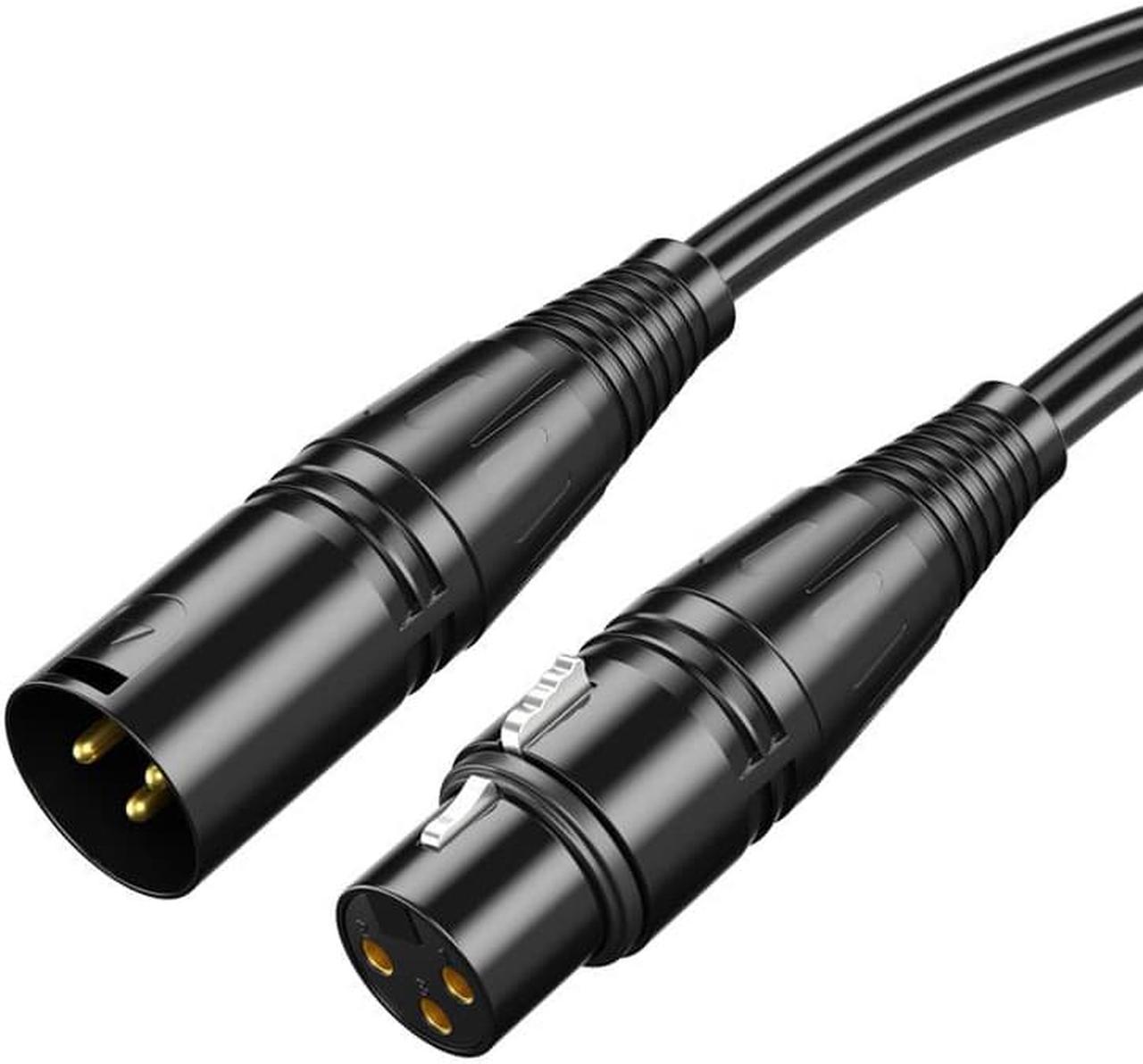 Golden Plated XLR to XLR Cable, 3.3FT / 1M XLR Male to XLR Female Balanced 3 PIN XLR Microphone Cable Compatible with Shure SM Microphone, Behringer, Speaker Systems, Radio Station and More, Black