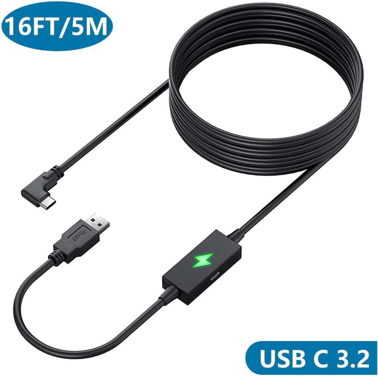 Link Cable 16FT / 5M Compatible with Meta/Oculus Quest 2 Accessories and PC/Steam VR,with Separate Charging Port & High Speed PC Data Transfer,USB 3.0 USB A to USB C Cable for VR Headset and Gaming PC