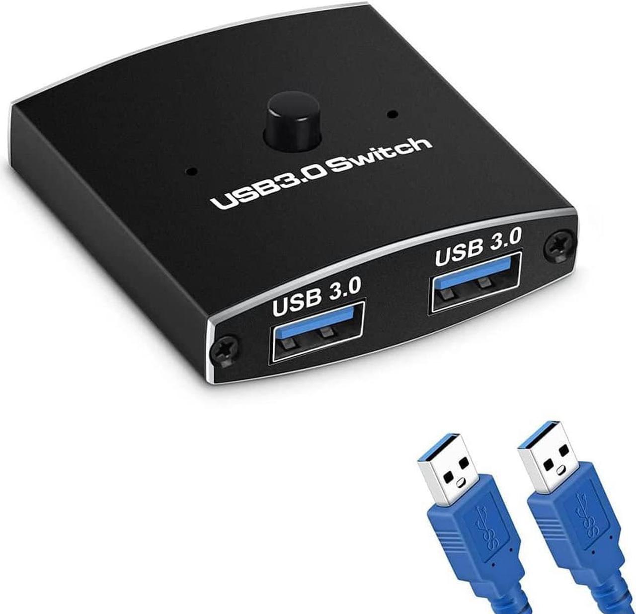 USB 3.0 Switch Selector, Bi-directional USB 3.0 KVM Switch 5Gbps 2 in 1 Out / 1 in 2 Out USB 3.0 Switcher Adapter for Keyboard, Mouse, Scanner, Printer (with 2x USB 3.0 Cables)