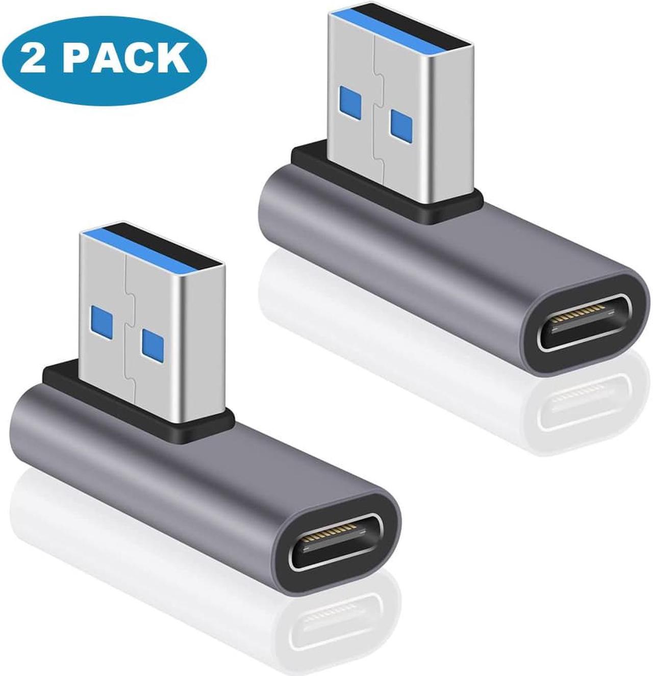 [2 PACK] USB C to USB 3.1 Adapter 10Gbps, USB C Female to USB A Male Adapter, USB C to USB A Adapter 3.1 Gen 2, 90 Degree USB C Adapter Double Sided Charging & Sync for PC, Laptop, Quest Link