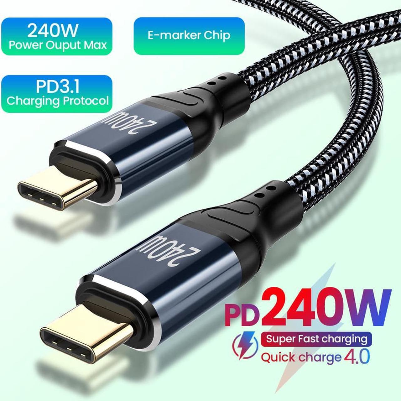 USB C to USB C Cable 3.3FT / 1M, 240W Type C to Type C Charger Cable, Built in E-mark Chip USB-C Fast Charging Cord Compatible with Mac-Book Pro/Air, i-P-ad Pro, Air 5/4, Mini 6, Laptop, Smartphone..