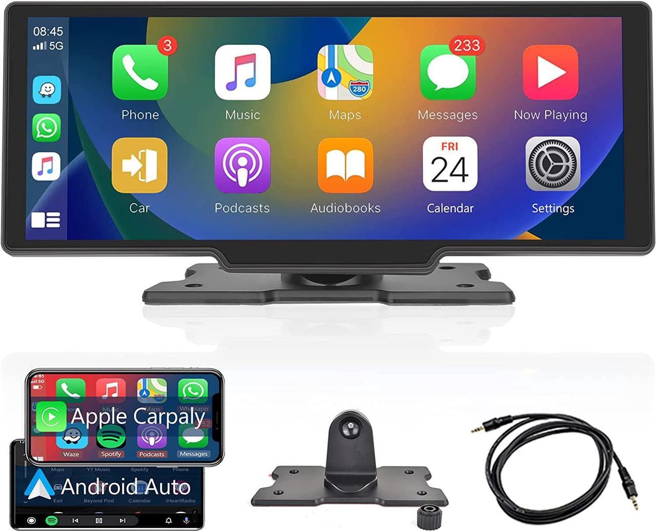 Main image of Portable Wireless Carplay Car Stereo with 2.5K Dash Cam 10.26" Touch Screen Android Auto, Front and Back Loop Recording, FM, Bluetooth, GPS, Voice Control Car Radio Receiver