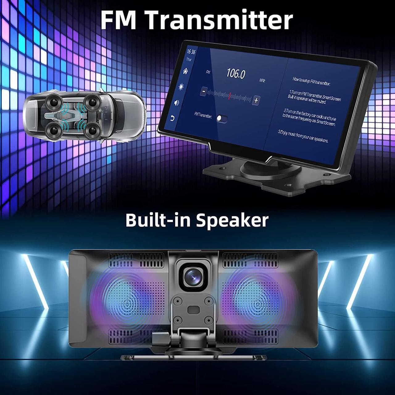 Alt view image 5 of 7 - Portable Wireless Carplay Car Stereo with 2.5K Dash Cam 10.26" Touch Screen Android Auto, Front and Back Loop Recording, FM, Bluetooth, GPS, Voice Control Car Radio Receiver