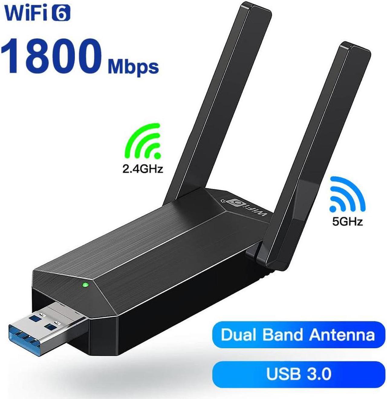 USB WiFi 6 WiFi Adapter, AX1800 USB 3.0 Dual Band (5G & 2.4G) WiFi Dongle USB Wireless Adapter with 1800Mbps, 802.11AC Wireless Network Dongle High Gain Antennas for Win 10/11 Only