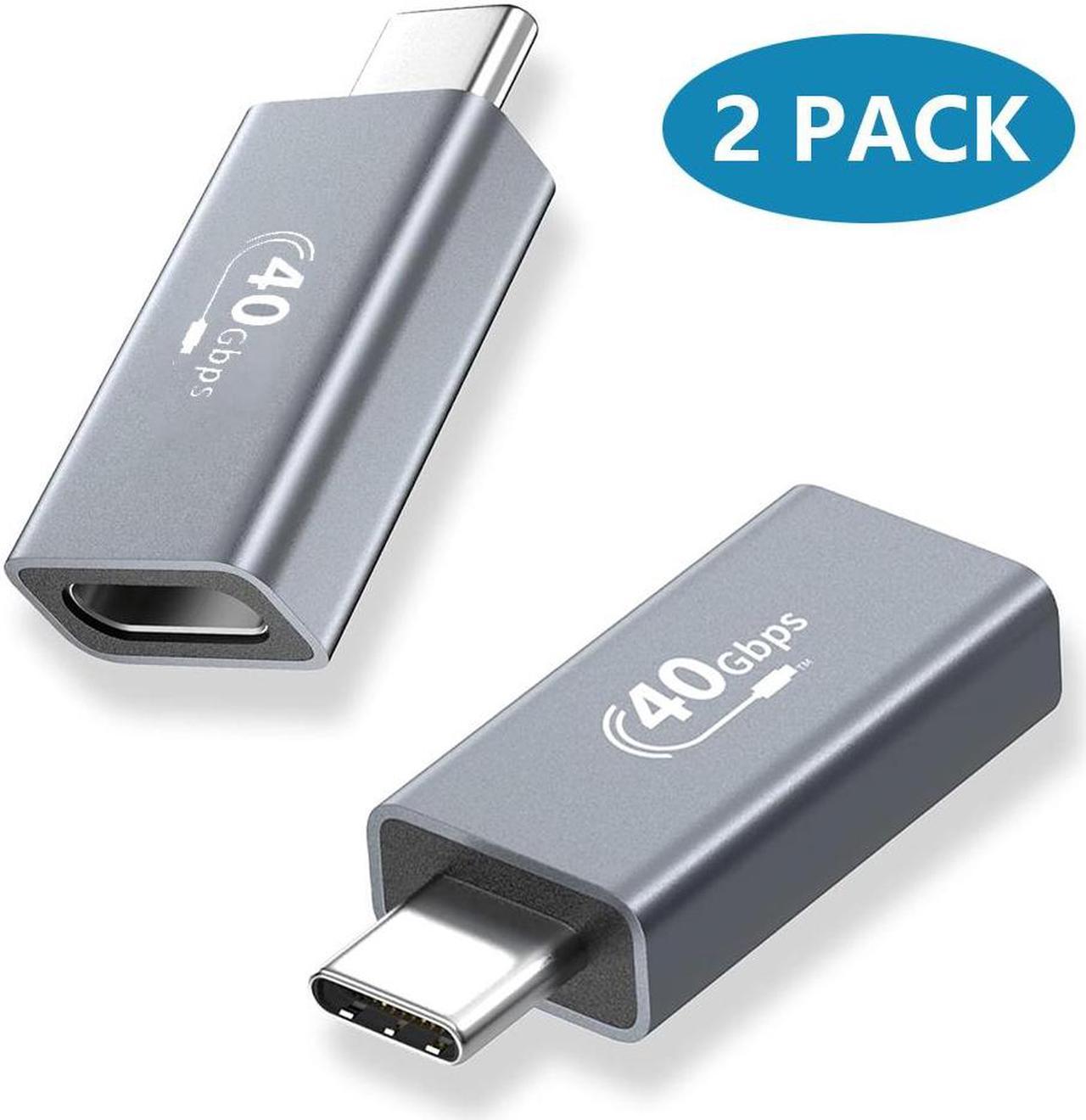 USB4 USB C Adapter (2 Pack), USB C Male to USB C Female Extender 240W, USB 4 Type C 40Gbps Connector for Mac-Book, i-P-ad, Quest, Switch, Steam Deck (Gray)