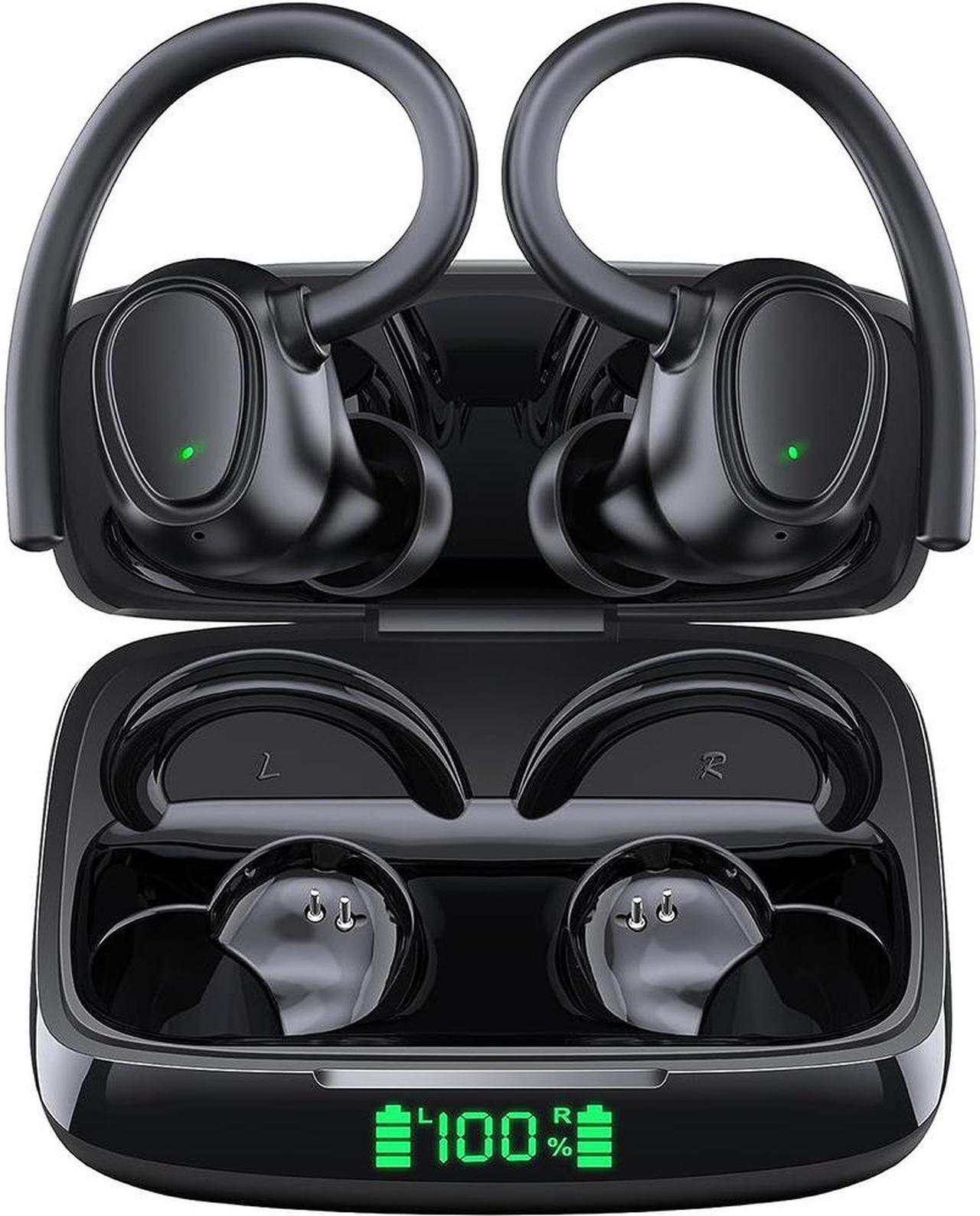 True Wireless Earbuds, Bluetooth 5.3 TWS Ear Buds 42Hrs Playtime Bluetooth Headphones with Charging Case Stereo Bass Over-Ear Earphones with Earhooks Built-in Mic Waterproof Headset for Sports