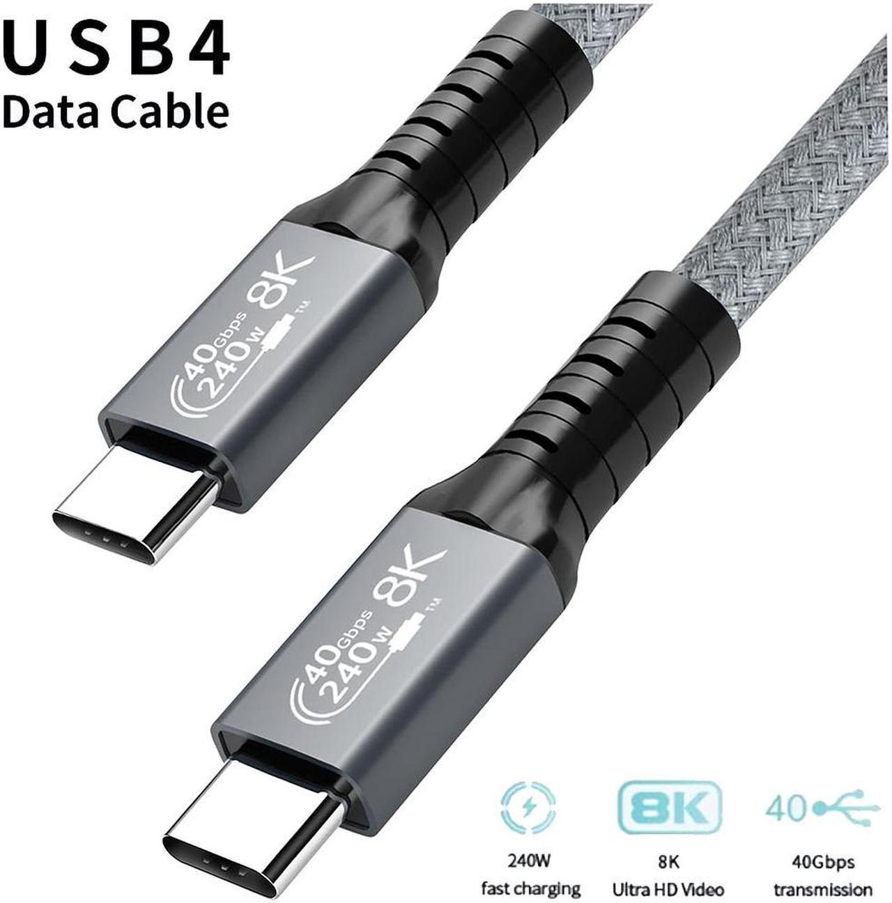 240W USB4 Cable, 1.64FT/0.5M 40Gbps Data Transmission, 240W (48V 5A) PD Super Fast Charge Braided USB C Cord, 8K@60Hz HD Extension USB C to Type-C Cable for Thunderbolt 4, for Laptop, Hub, Docking