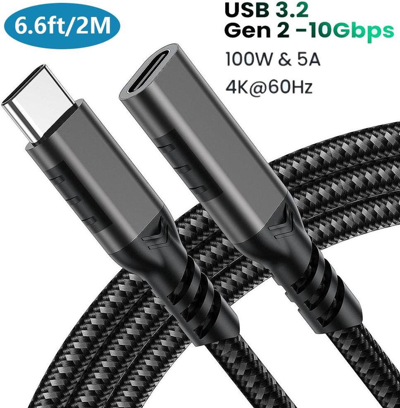 USB C Extension Cable 6.6ft/2M,Nylon Braided USB Type C Extender Cord Male to Female, USB C 3.2 Gen2 100W Fast Charging 4K @60Hz 10Gbps Data Transfer Compatibility for M-a-c-Book Laptop Mobile Phone